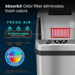 iTouchless Stainless Steel Sensor Trash Can Platinum Edition with AbsorbX Odor Control System, 13 Gal., Silver (IT13RX)