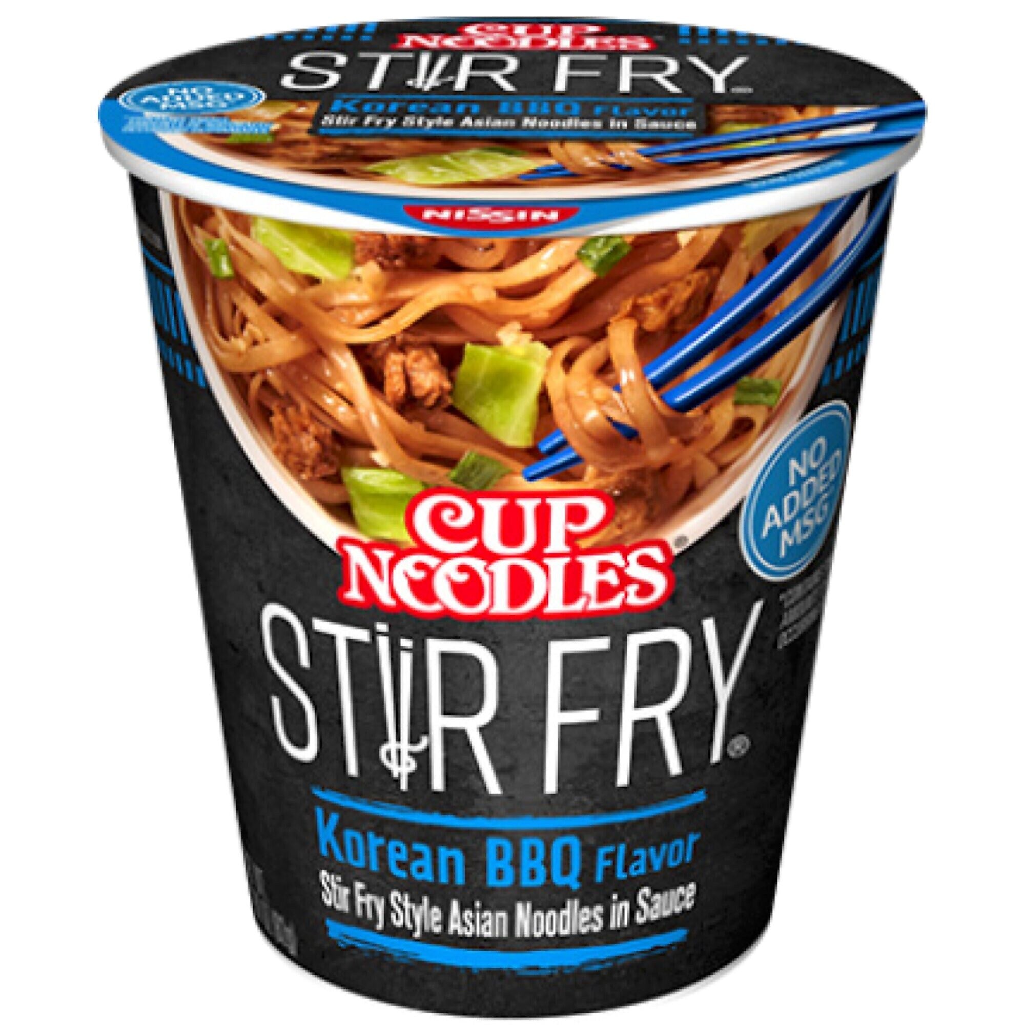 Nissin Cup Noodles Stir Fry Korean BBQ Flavor Noodles in Sauce, 6/Carton (NIS42403)