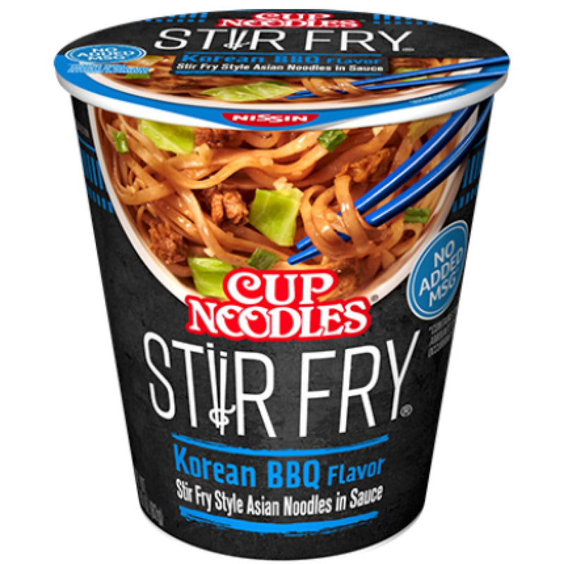 Nissin Cup Noodles Stir Fry Korean BBQ Flavor Noodles in Sauce, 6/Carton (NIS42403)