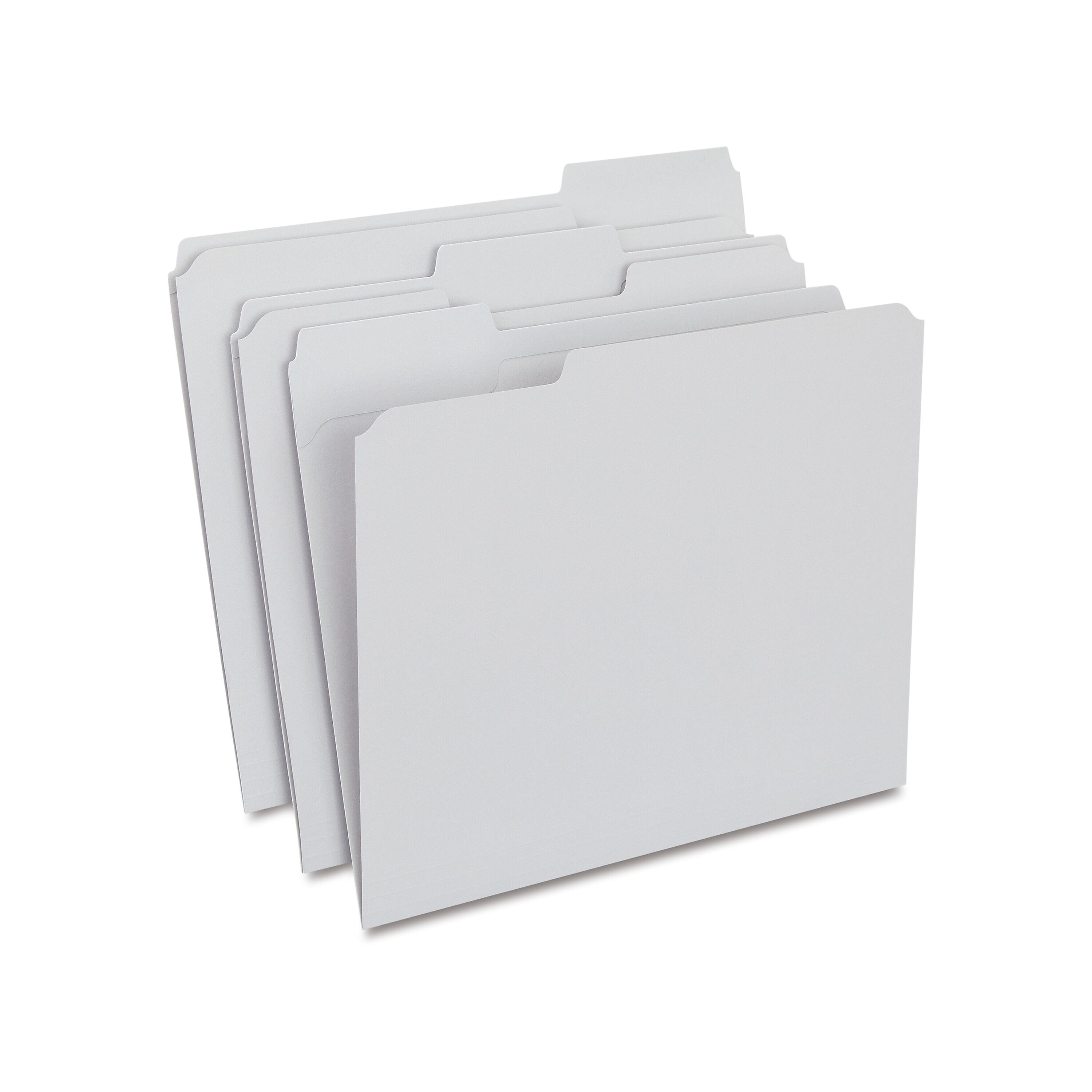 Staples Reinforced File Folders, 1/3-Cut Tab, Letter Size, Gray, 100/Box (ST508895-CC)