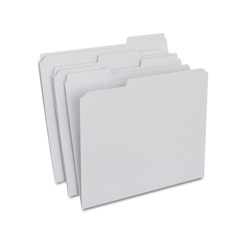 Staples Reinforced File Folders, 1/3-Cut Tab, Letter Size, Gray, 100/Box (ST508895-CC)
