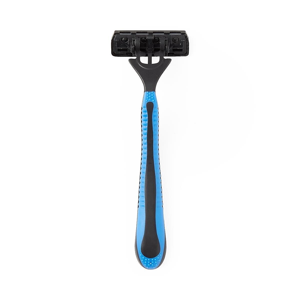 Medline Triple Blade Facial Razors with Lube Strip, Blue/Black, 10/Box (BRN1333Z)