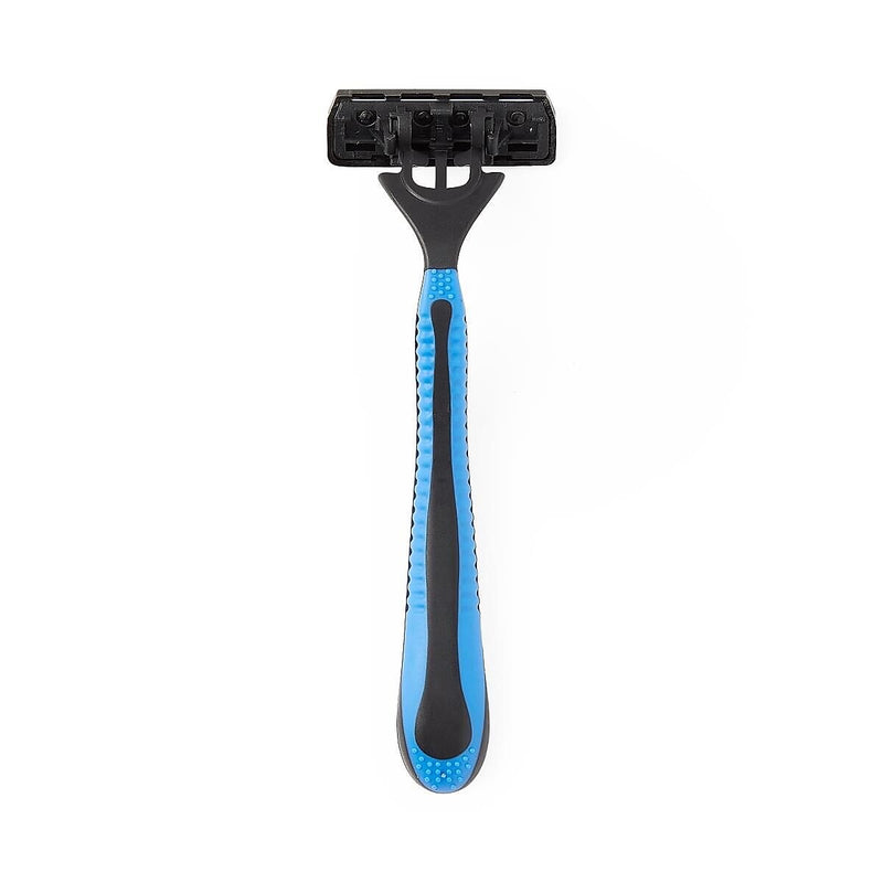 Medline Triple Blade Facial Razors with Lube Strip, Blue/Black, 10/Box (BRN1333Z)