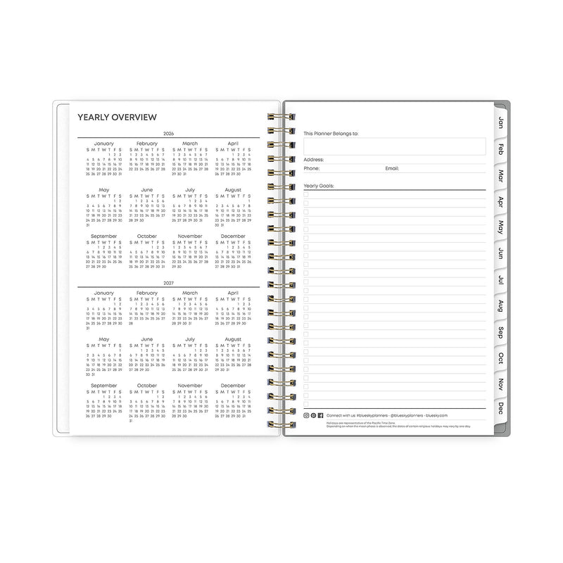 Planning Calendar BS Sophie Frosted PP 5x8 RY26 Wkly/Mthly Safety Wirebound -