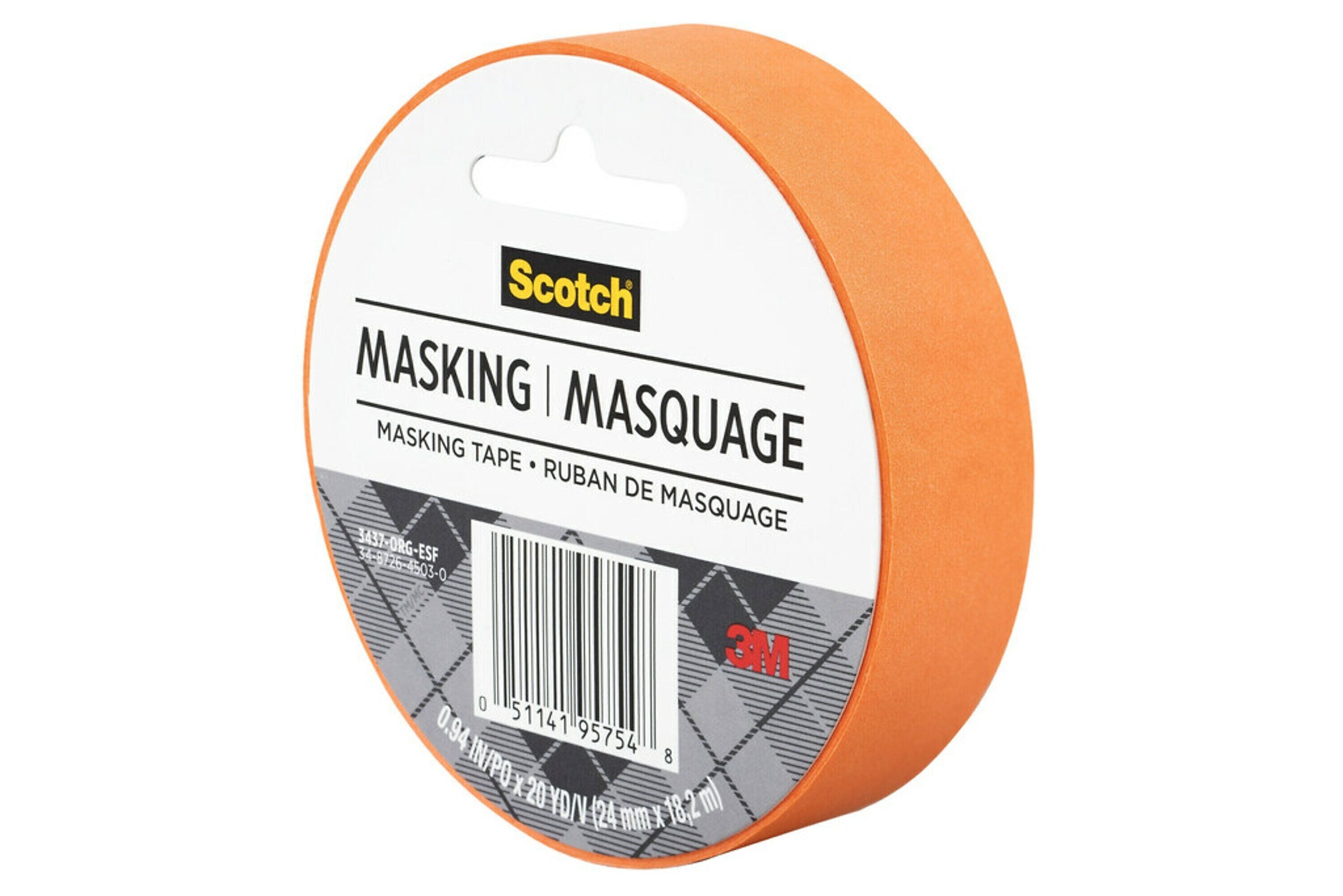 Scotch Expressions Masking Tape, .94" x 20 yds., Tangerine (3437-ORG)
