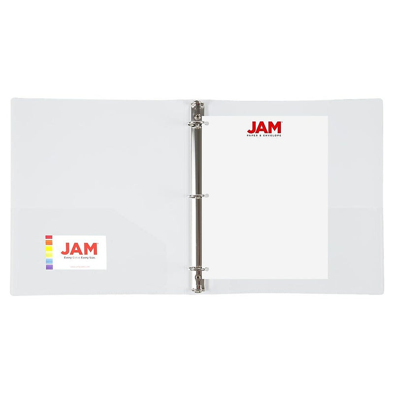JAM Paper 1" 3-Ring Flexible Poly Binder, White (PB75239WH)