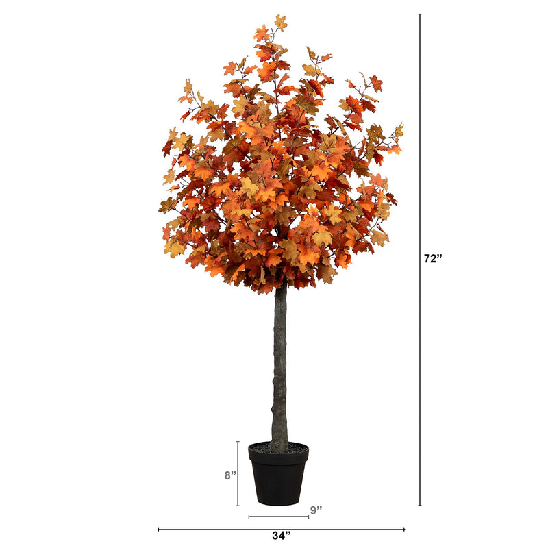 Nearly Natural 6' Autumn Lush Maple Artificial Fall Tree (T4833)