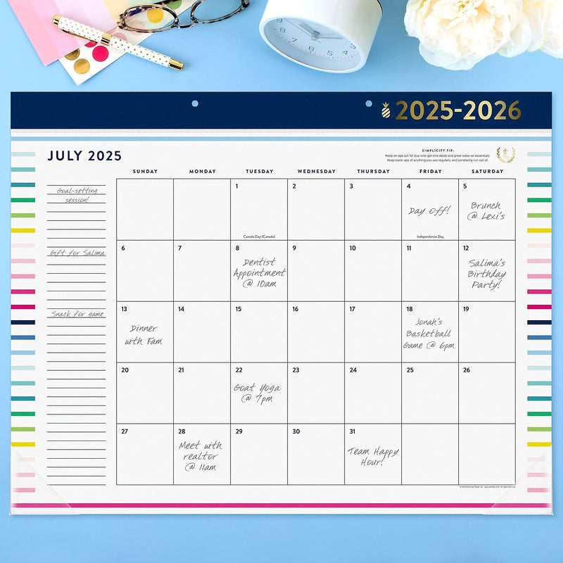 2025-2026 AT-A-GLANCE Simplified by Emily Ley 17" x 22" Academic Monthly Desk Pad Calendar (EL37-704A-26)