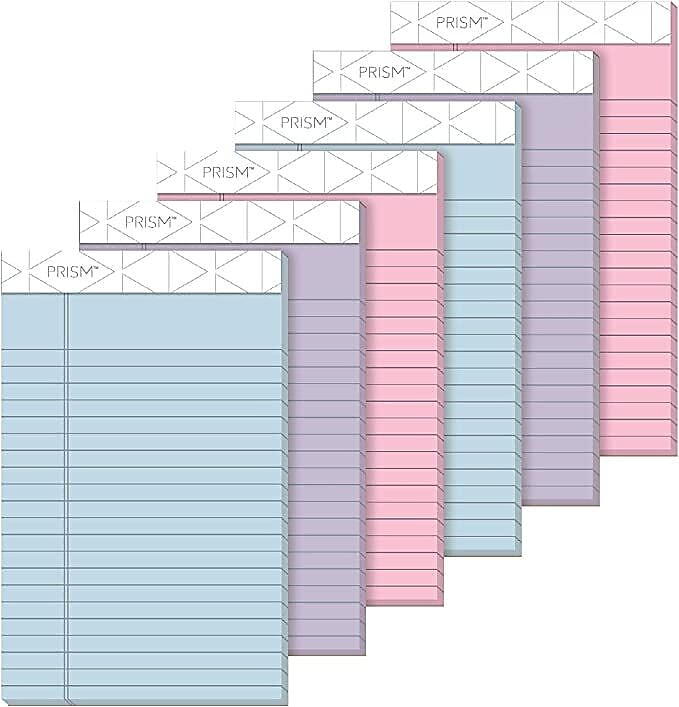 TOPS Prism Notepad, 5" x 8", Narrow Ruled, Assorted, 50 Sheets/Pad, 6 Pads/Pack (TOP63016)