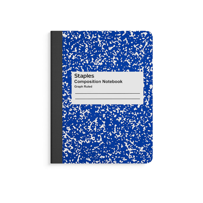 Staples 1-Subject Composition Notebooks, 7.5" x 9.75", Graph Ruled, 80 Sheets, Blue/White (ST55070C)