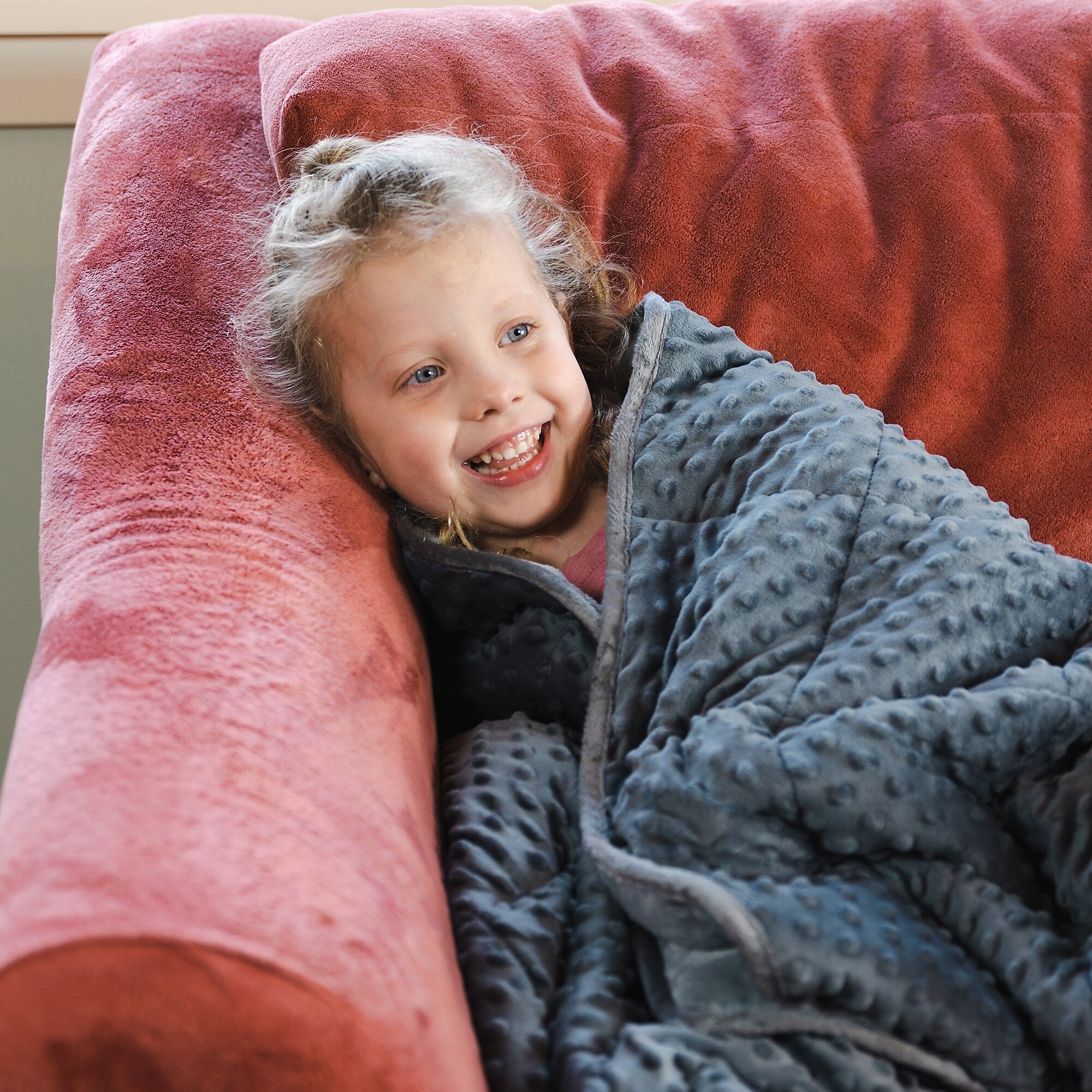 Bouncyband Soft Fleece 10 lb.Weighted Medium Sensory Blanket for Kids, 65" x 45", Gray (BBALPWB10GY)