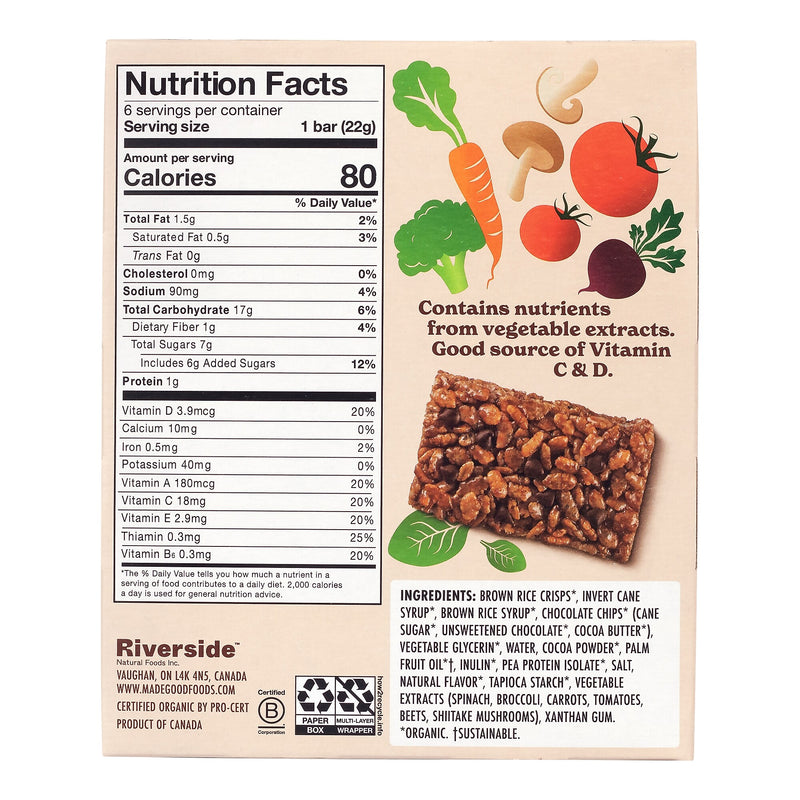 Madegood Gluten Free Chocolate Chip Crispy Squares, 0.78 oz., 6/Box, 6 Boxes/Pack (307-00429)
