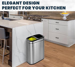 Alpine Industries Stainless Steel Dual Compartment Trash Can with Lid and Liner, 21 Gallon, 2/Pack (ALP470-R-40L-2PK)