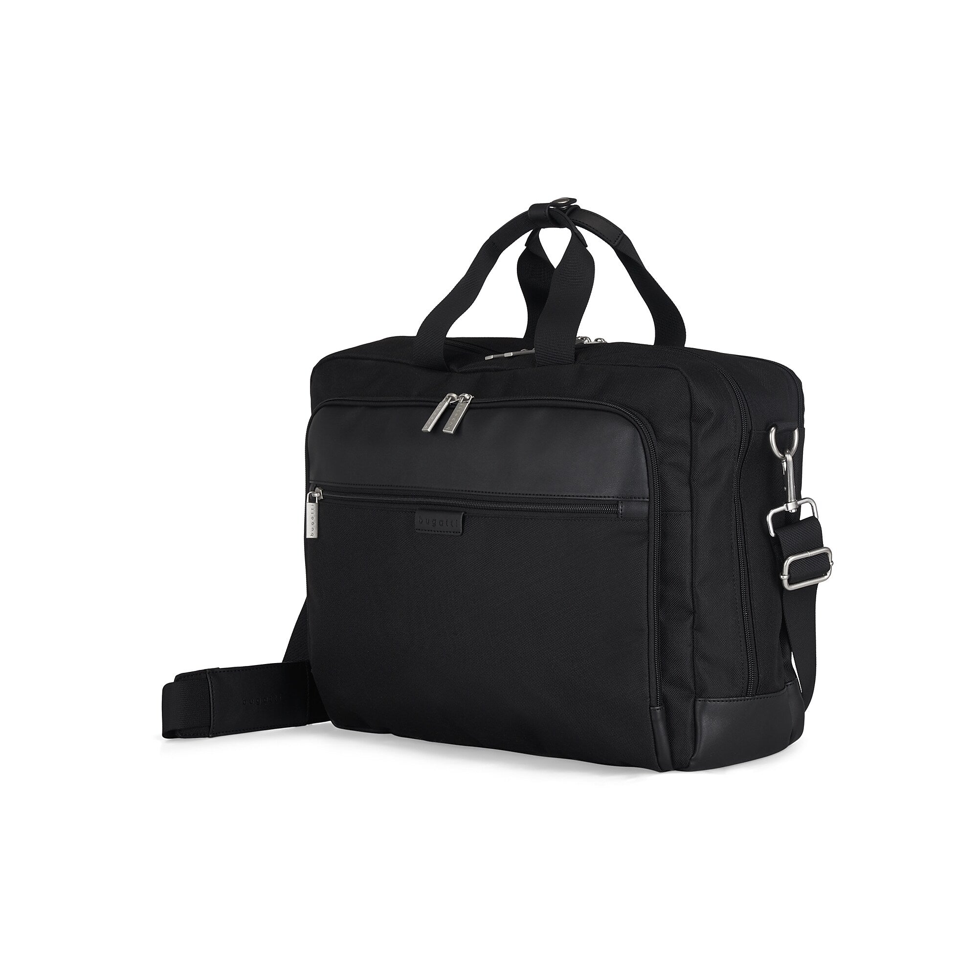 Bugatti Lucas Polyester Briefcase, Laptop Compatible, Black (EXB530-Black)