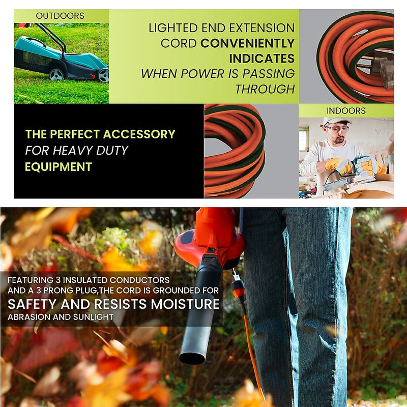 GoGreen Power 25' Indoor/Outdoor Extension Cord, 16 AWG, Orange (GG-13725)