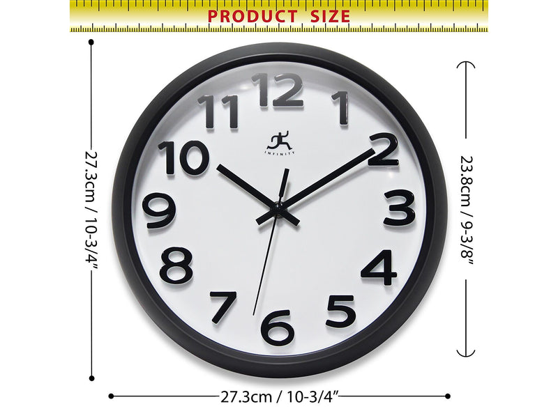 Infinity Instruments Wall Clock, 10.75"Dia. (20296BK-WH)