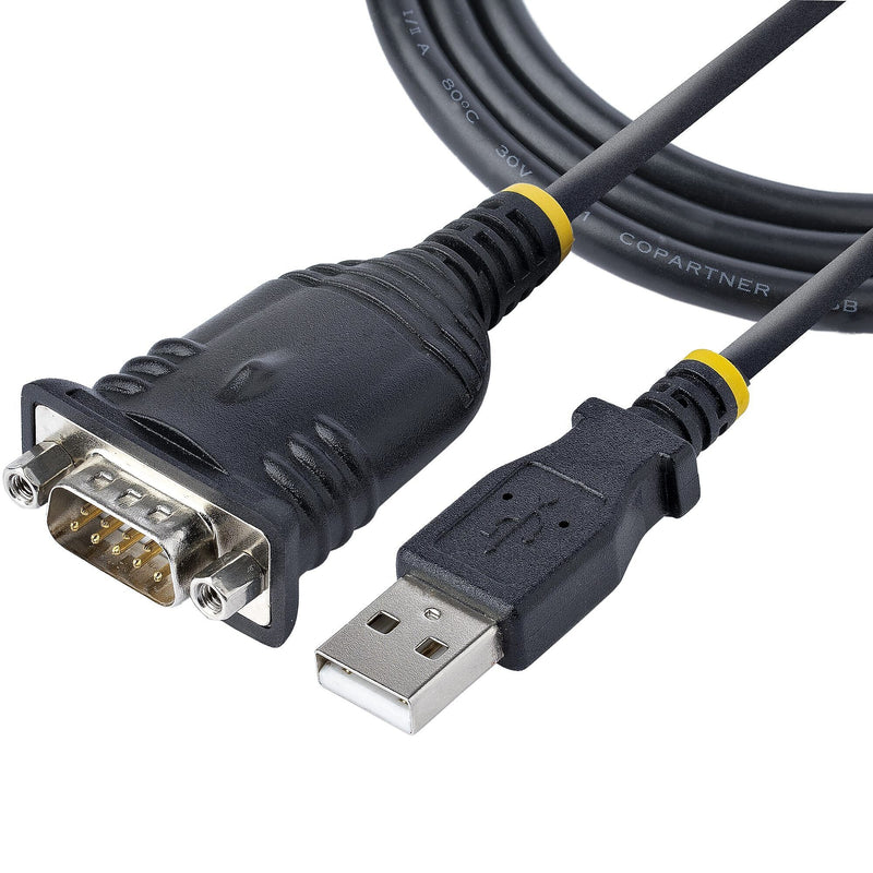 StarTech.com 3.3ft USB-A to Serial DB9 Cable, Male to Male, RS232 Printer/Switch/PLC, Black (1P3FP-USB-SERIAL)