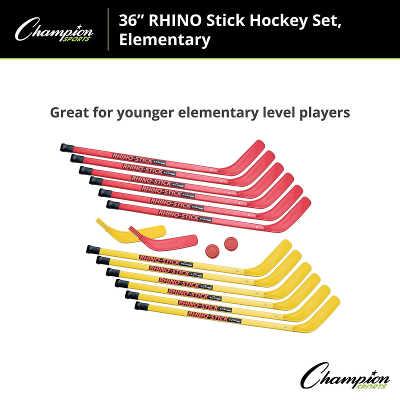 Champion Sports Elementary Hockey Set, Yellow/Red (HS36SET)
