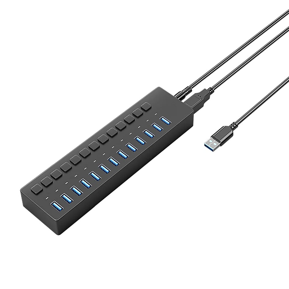 4XEM 13-Port USB 3.0 Power Switch Data Transfer Hub, Gray (4XH713)