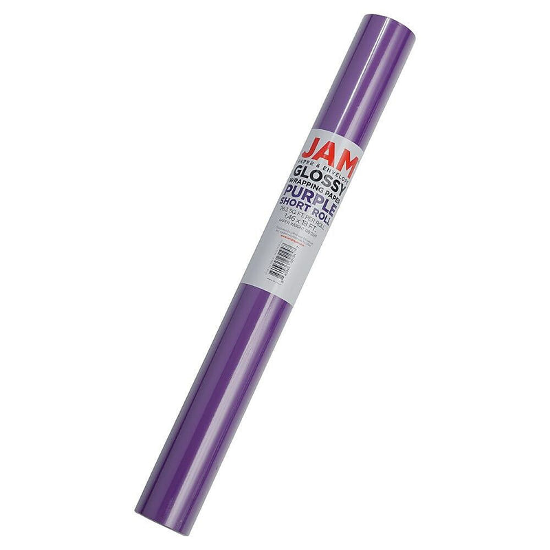 JAM Paper Short Mini Roll Wrapping Paper, 26.3 sq. ft., Purple, 2/Pack(165S25263pug)