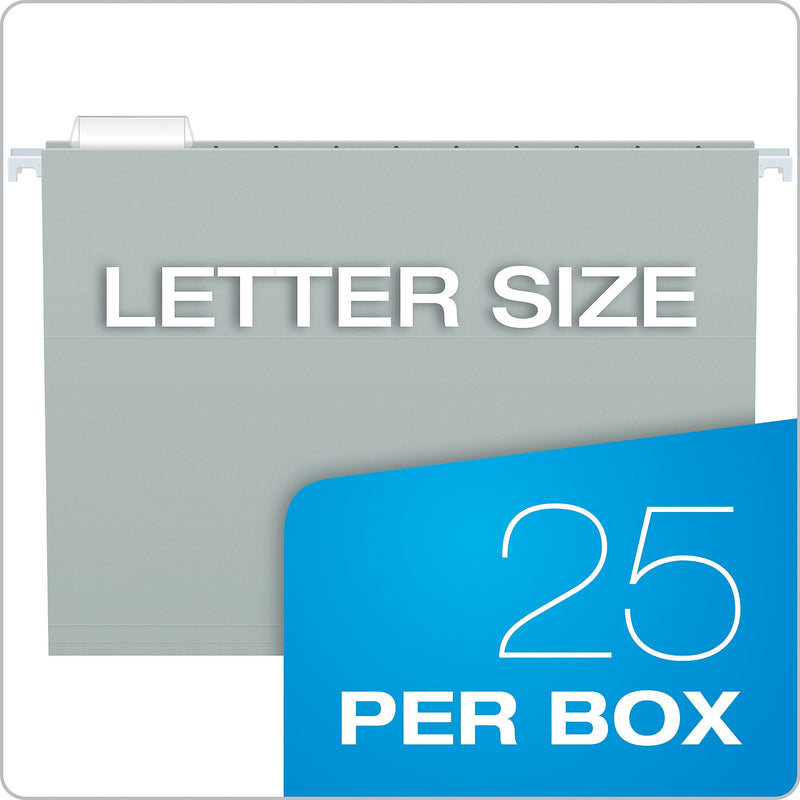 Pendaflex 100% Recycled Hanging File Folder, 1-Tab, Letter, Gray, 25/Box (81604)