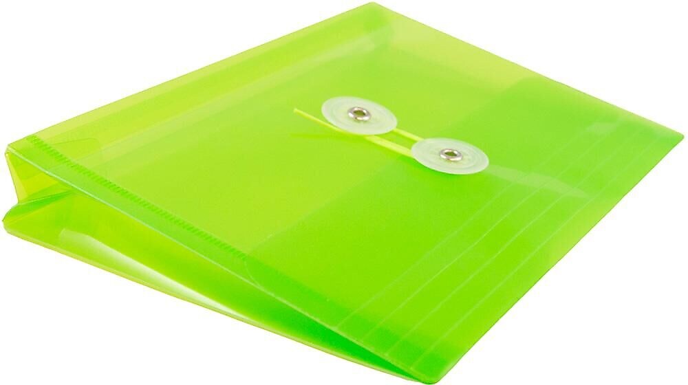 JAM Paper Premium Plastic Filing Envelope with Button & String Closure, Lime Green, 3/Pack (920B1LIX3)