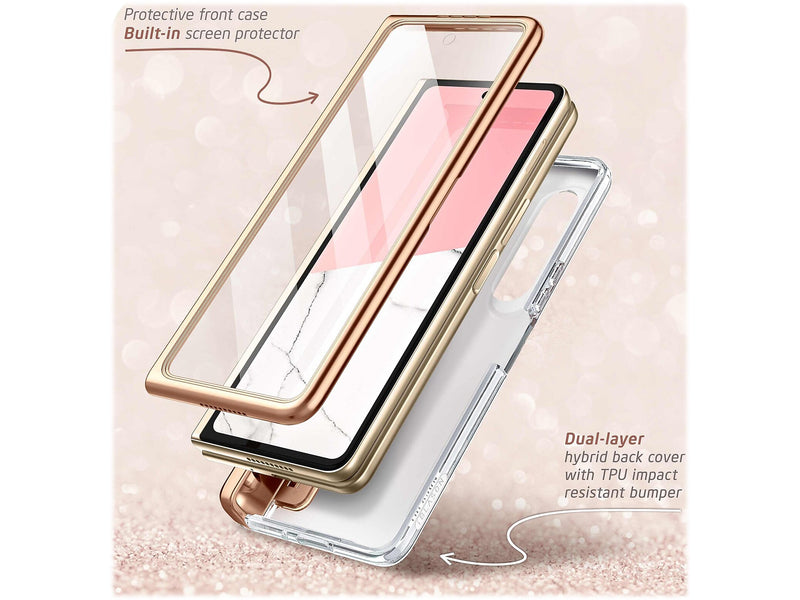 i-Blason Cosmo Pro Marble Pink Snap Case for Samsung Galaxy Z Fold4 (Galaxy2022-ZFold4-5G-Cosmo-Pen-SP-Marble)