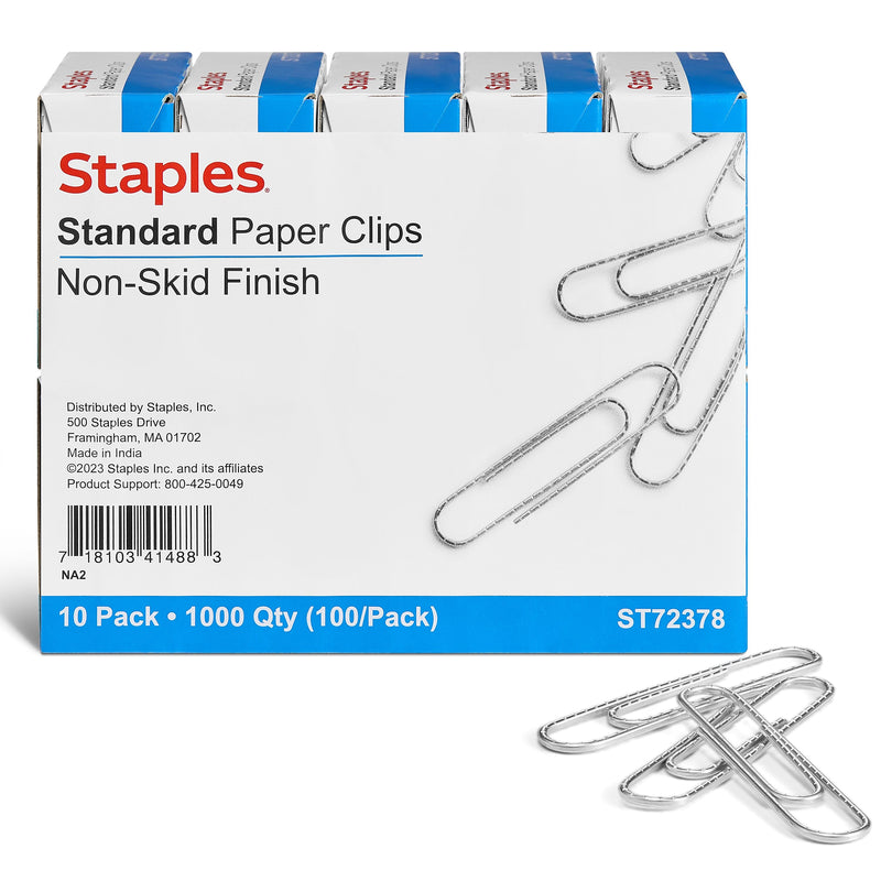 Staples #1 Paper Clips, Silver, 1,000 Clips/Pack (A7026599A/50452)