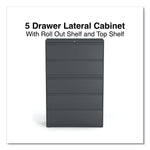 Alera 5-Drawer Lateral File Cabinet, Letter/Legal Size, Lockable, 67.63"H x 42"W x 18.63"D, Charcoal (ALEHLF4267CC)