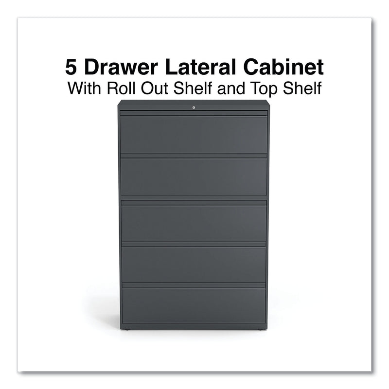 Alera 5-Drawer Lateral File Cabinet, Letter/Legal Size, Lockable, 67.63"H x 42"W x 18.63"D, Charcoal (ALEHLF4267CC)