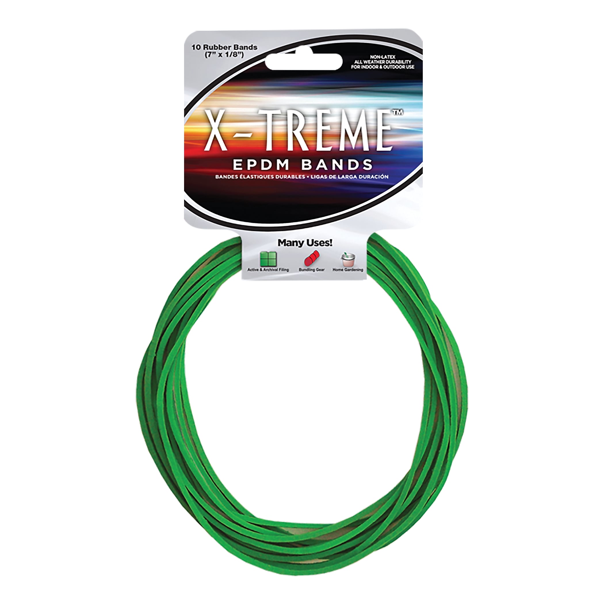 Alliance X-Treme EPDM Multi-Purpose #117B Rubber Bands, 7" x 1/8", Non-Latex, Lime Green, 10/Pack (02003)