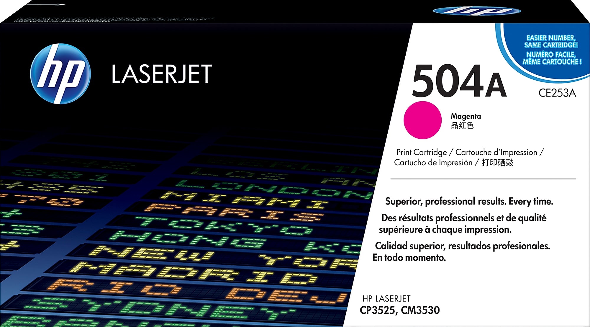 HP 504A Magenta Standard Yield Toner Cartridge, Prints Up to 7,000 Pages (CE253A)