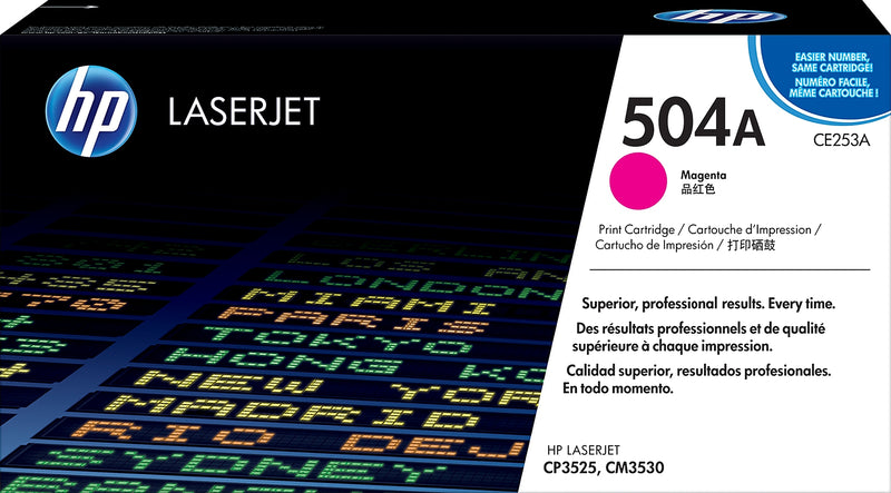 HP 504A Magenta Standard Yield Toner Cartridge, Prints Up to 7,000 Pages (CE253A)