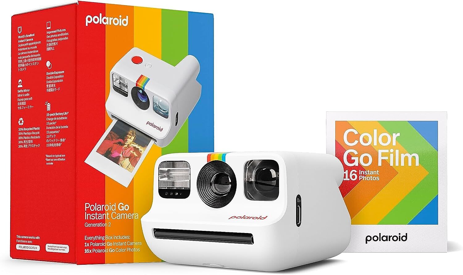 Polaroid Go Generation 2 Everything Box - Mini Instant Camera and Film Bundle (16 Photos Included) - White(6282)