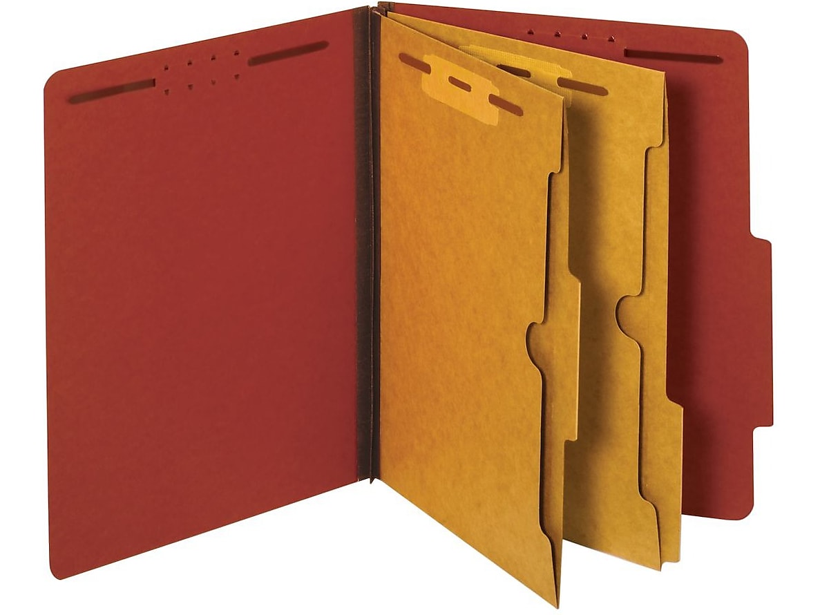 Pendaflex Pressboard Classification Folder, 2-Dividers, 2 1/2" Expansion, Letter Size, Red, 10/Box (24079)