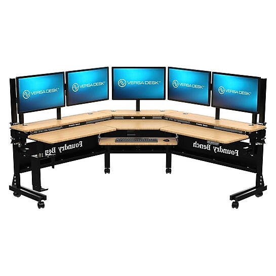 VersaDesk Foundry Bench 80"W Electric Corner Adjustable Standing Desk, Bamboo (FBC8080-BNB-APP )