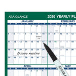 2026 AT-A-GLANCE 24" x 36" Yearly Dry Erase Wall Calendar, Reversible, White/Green (PM210-28-26)