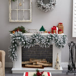 Nearly Natural 9-ft Flocked Artificial Christmas Garland with 50 Warm White LED Lights (W1310)