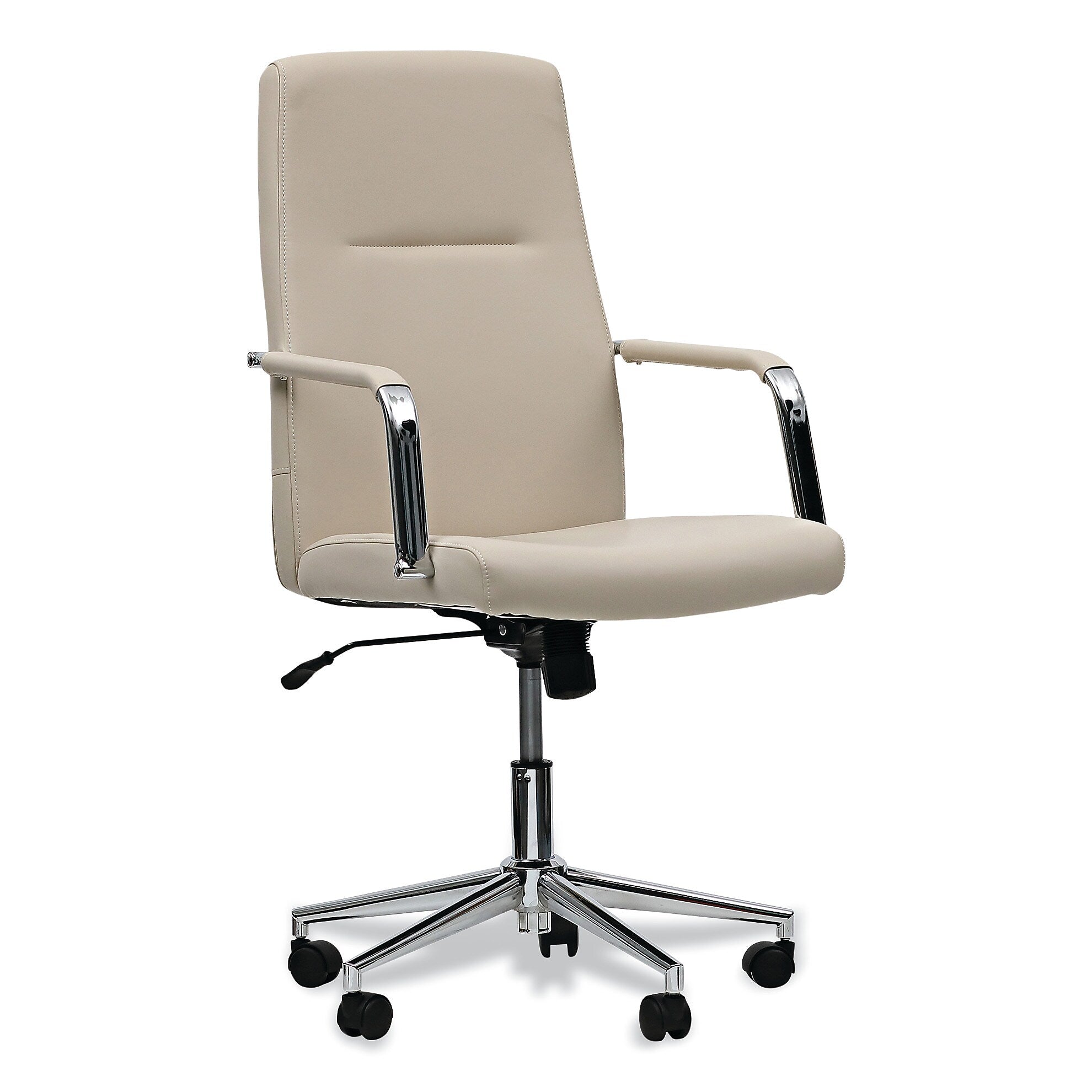 Alera Fixed Arm Leather Task Chair, White (ALEWS4106)