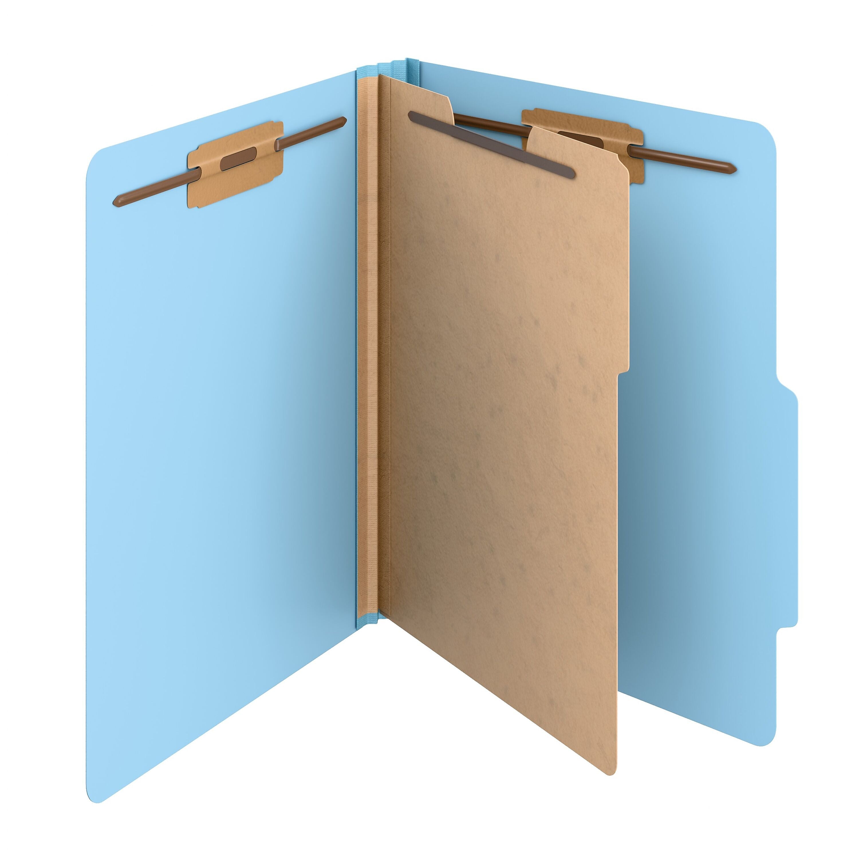 Staples Heavy Duty Pressboard Classification Folder, 1-Divider, 2" Expansion, Letter Size, Light Blue, 10/Pack (ST62791)