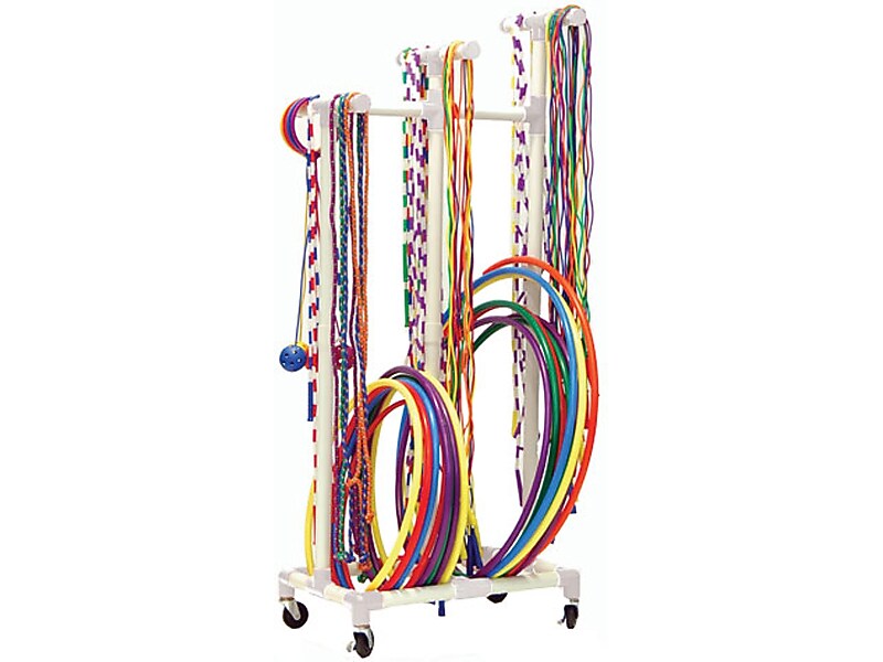 Champion Sports Jump Rope and Hoop Cart, White (RHRACK)