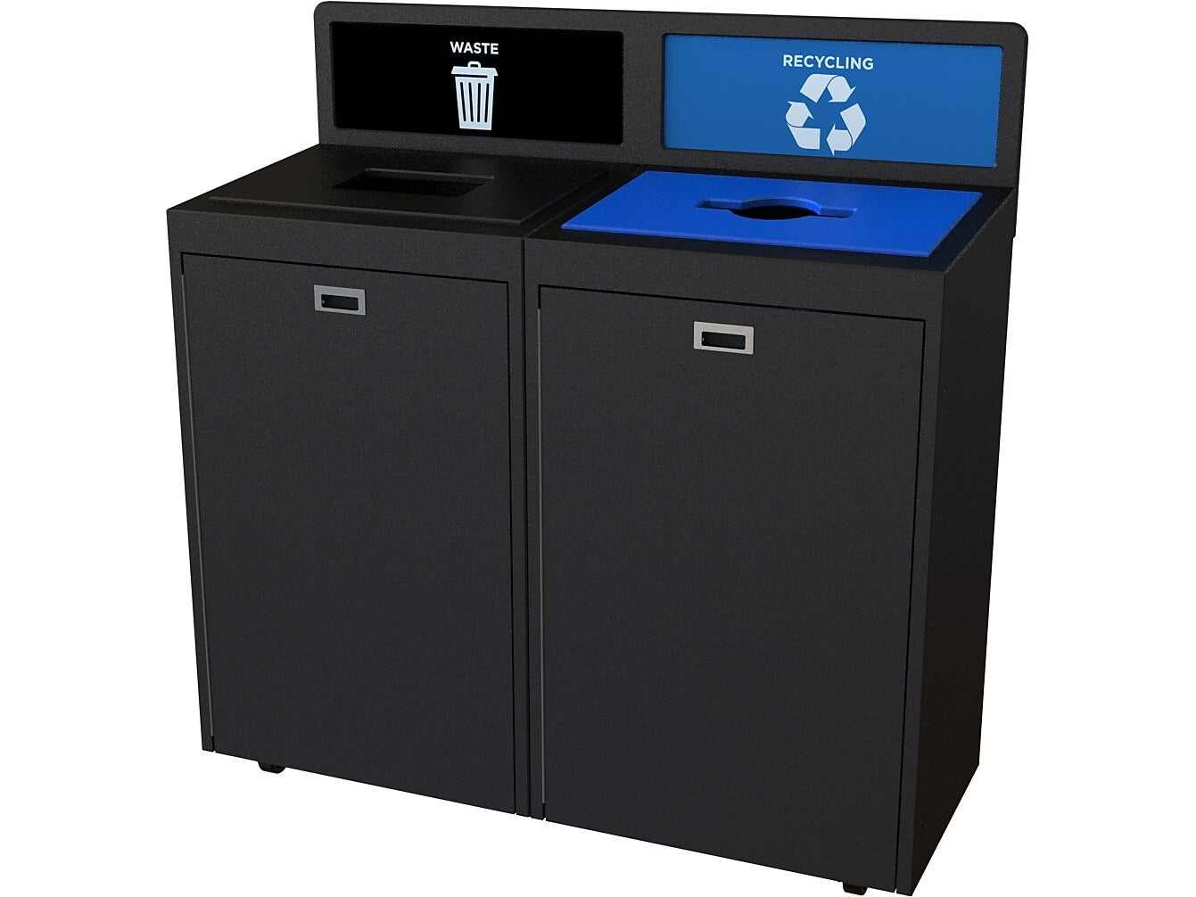 CleanRiver TIM Plastic Dual-Stream Recycling Station, 72 Gallon, Black (TIM72-2-WR-BK)