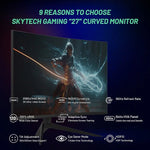 Skytech Moon Shadow 27" Curved 2K 180 Hz Gaming Monitor, Black (MT-MOONSHADOW-0001-B-SK)