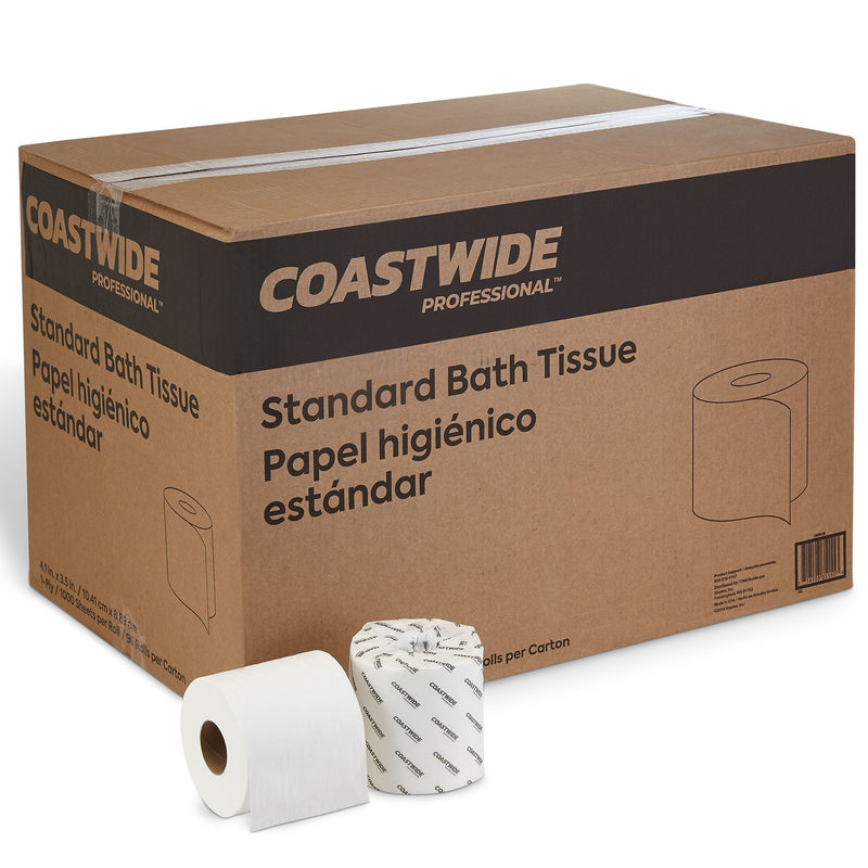 Coastwide Professional™ Toilet Paper, 1-ply, White, 1000 Sheets/Roll, 96 Rolls/Carton (CW26136)