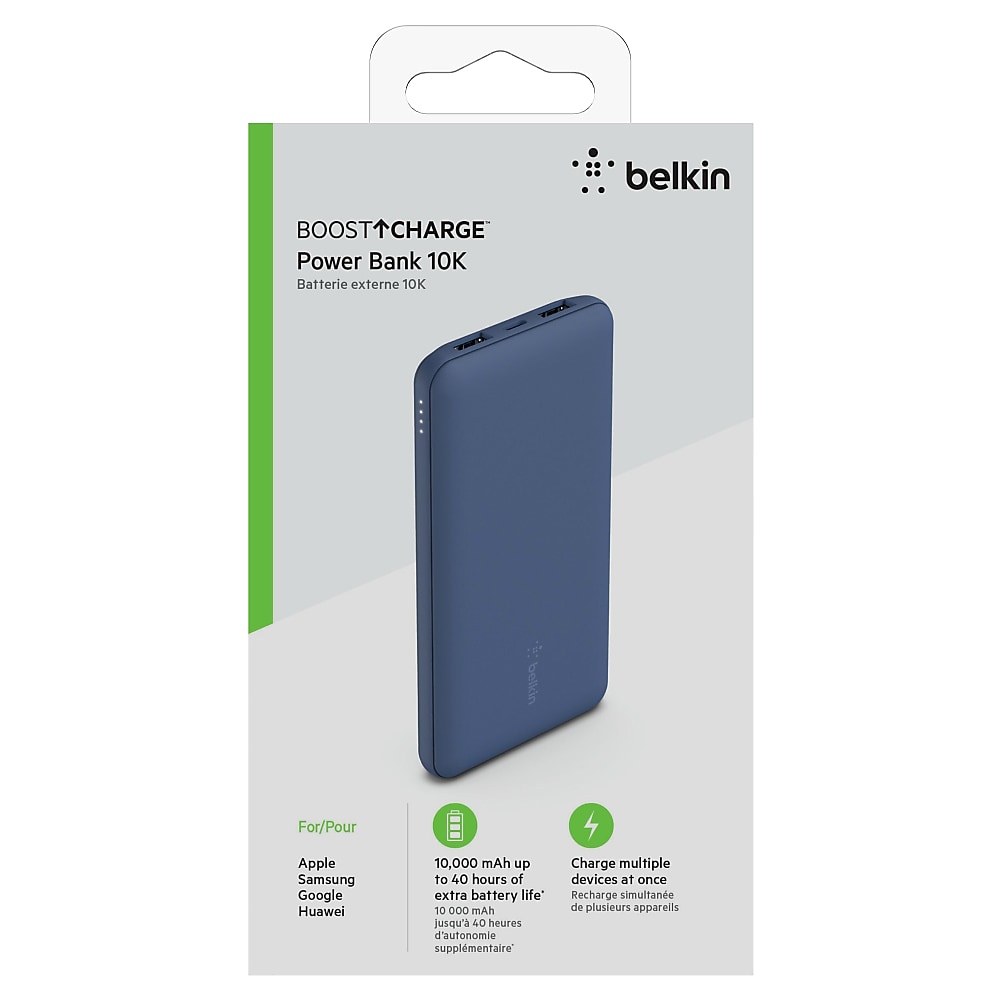 Belkin BOOST CHARGE USB Power Bank, 10000mAh, Blue (BPB011BTBL)