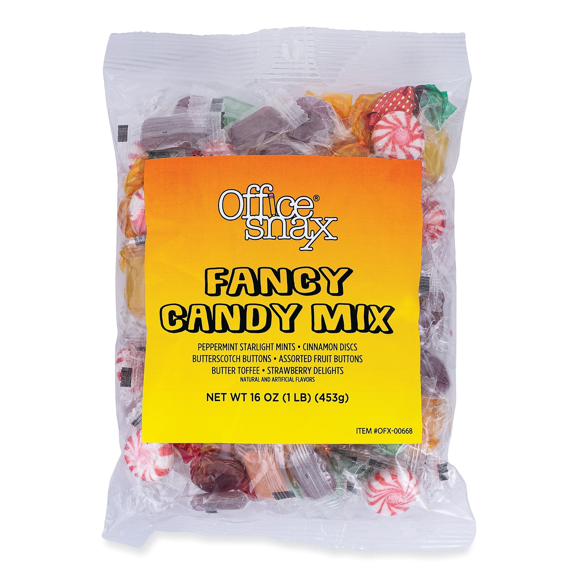 Office Snax Fancy Candy Mix Hard Candy, Assorted Flavors, 16 oz. (OFX00668)