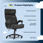 Serta Comfort Big & Tall Ergonomic Bonded Leather Swivel Executive Chair, Black (CHR10131A)