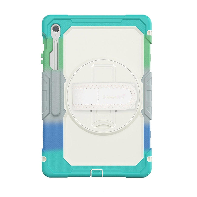 SaharaCase Raider Series TPU 13.1" Heavy Duty Case with Hand Strap for S10 FE+, Iridescent Blue (TB00472)