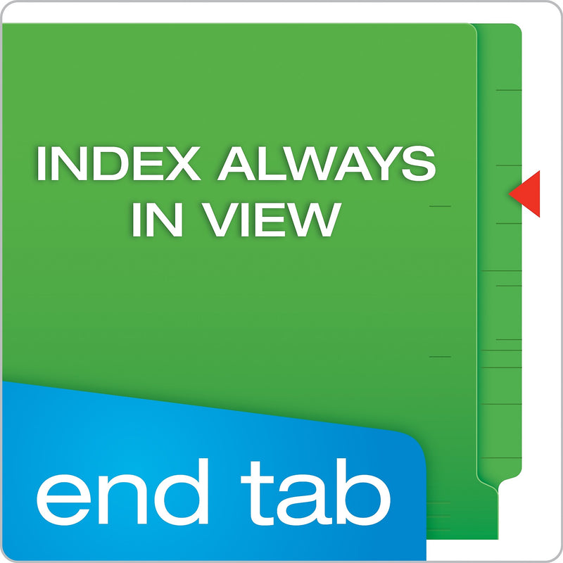 Pendaflex Recycled End Tab File Folder, Straight Cut, Letter Size, Green, 100/Box (H110DGR)