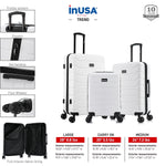 InUSA Trend 3-Piece Hardside Spinner Carry-On Luggage Set, TSA Checkpoint Friendly, White (IUTRESML-WHI)